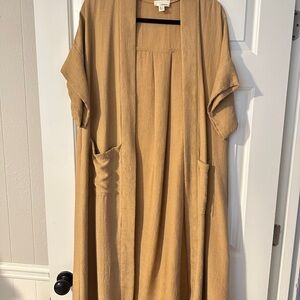 Casual Tan Open Front Cardigan